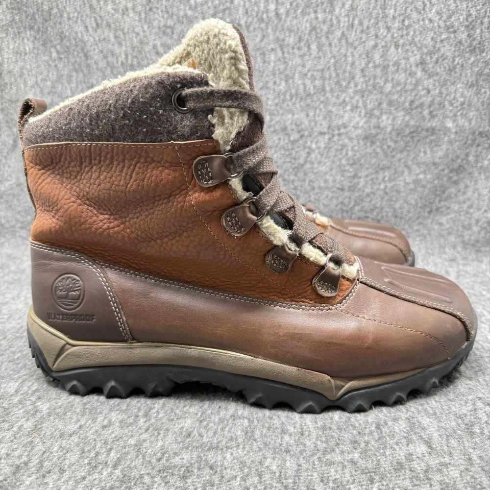 Timberland Woodbury Faux Shearling Insulated Waterproof Duck Boot Brown Men's 11